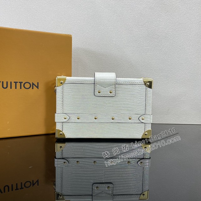 Lv路易威登2023專櫃新款Petite Malle手袋 LV蜥蜴皮革小硬箱斜挎男包 N81521 ydh5242